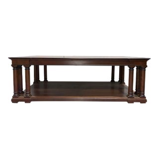 Henredon Transitional Mahogany Finished Column Cocktail Table For Sale