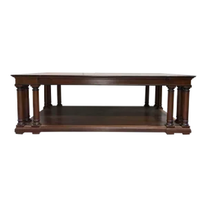 Henredon Transitional Mahogany Finished Column Cocktail Table