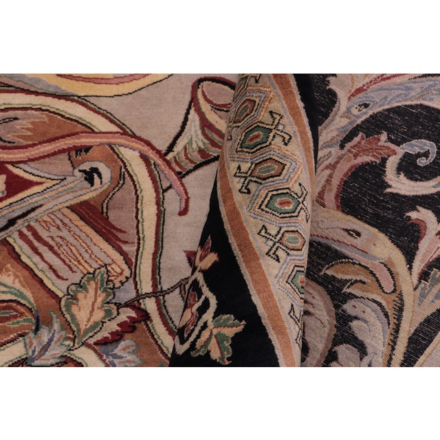 Textile Art Nouveau Inspired 1990's Firdous Pak-Persian Gray/Black Wool Rug - 10'0'' X 13'9'' For Sale - Image 7 of 9