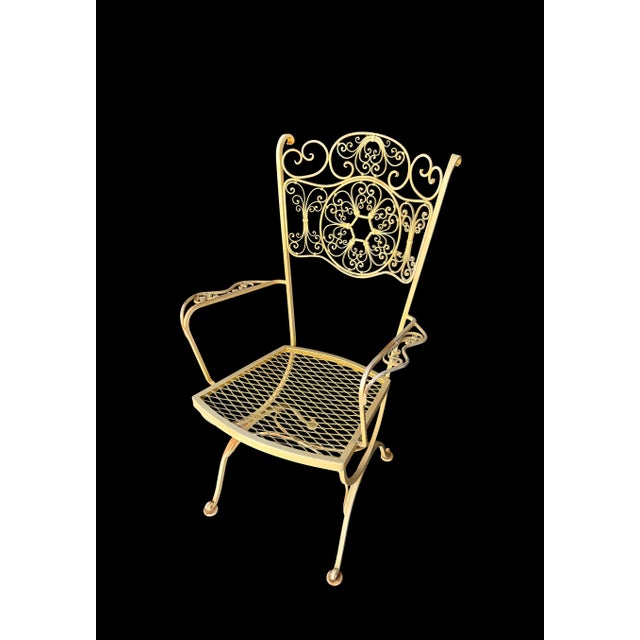 Metal Vintage Woodard Andalusian Wrought Iron Patio Dining Chairs - Set of 6 For Sale - Image 7 of 9