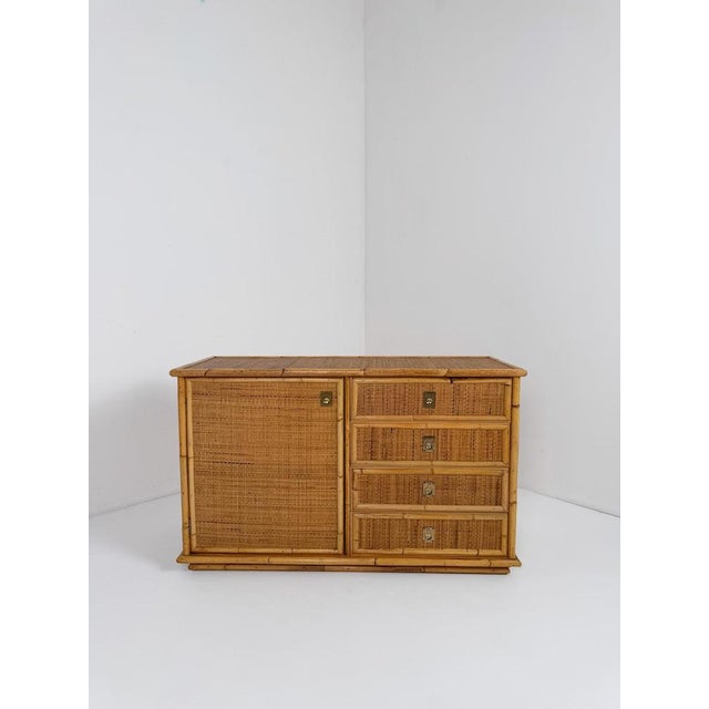 Mid-Century Italian Bamboo, Rattan and Cane Cabinet with Drawers by Dal Vera, 1970 For Sale - Image 9 of 18