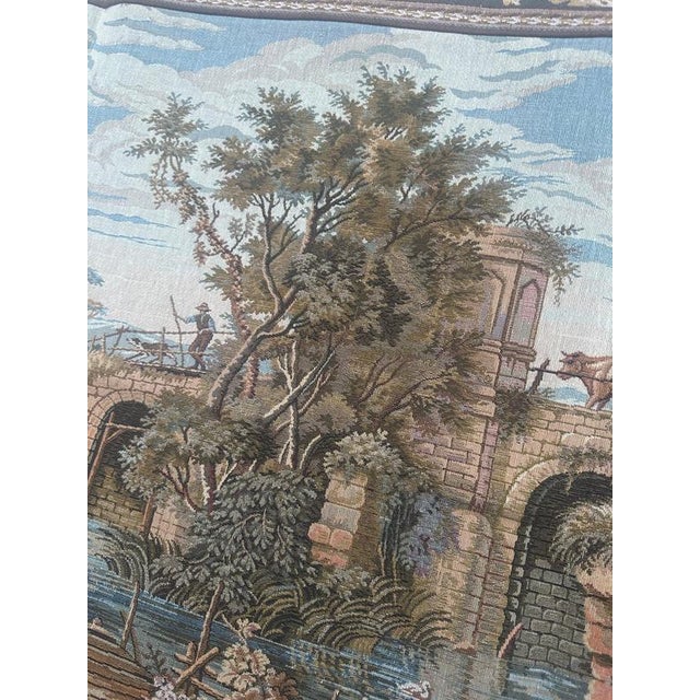 Nice French Aubusson Style Jacquard Tapestry Riverside, 1970s For Sale - Image 17 of 18