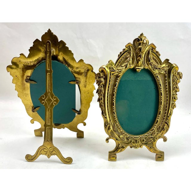 1900 - 1909 Picture Frames in Polished Brass, France, 1900s, Set of 2 For Sale - Image 5 of 13