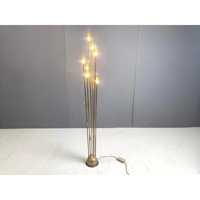 Hollywood Regency Murano Glass Leaf Floor Lamp, 1980s For Sale - Image 3 of 13