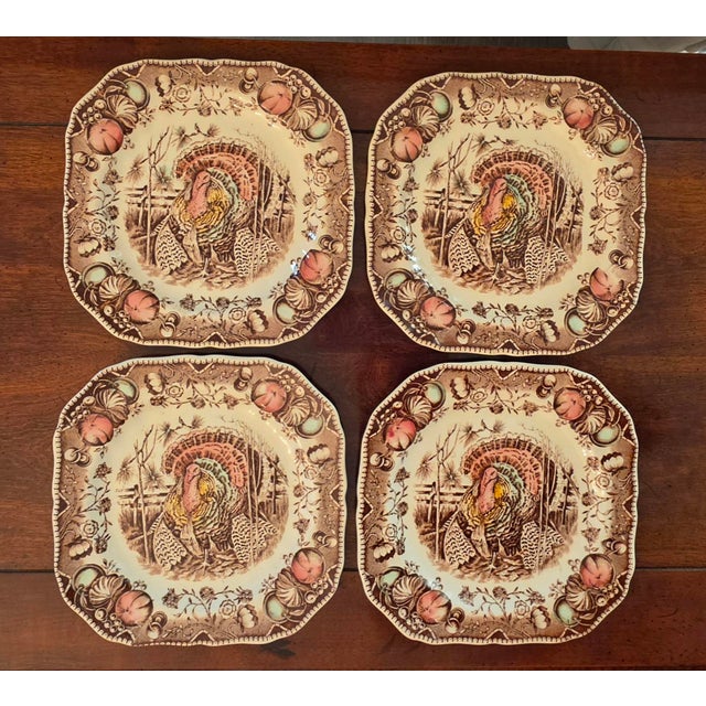 Mid 20th Century Vintage Johnson Brothers His Majesty Square Dessert/Salad Plate England For Sale - Image 5 of 9