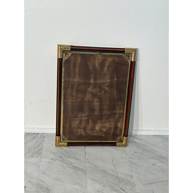 Vintage Italian Rectangular Brass and Glass Wall Mirror 1980s For Sale In Los Angeles - Image 6 of 7