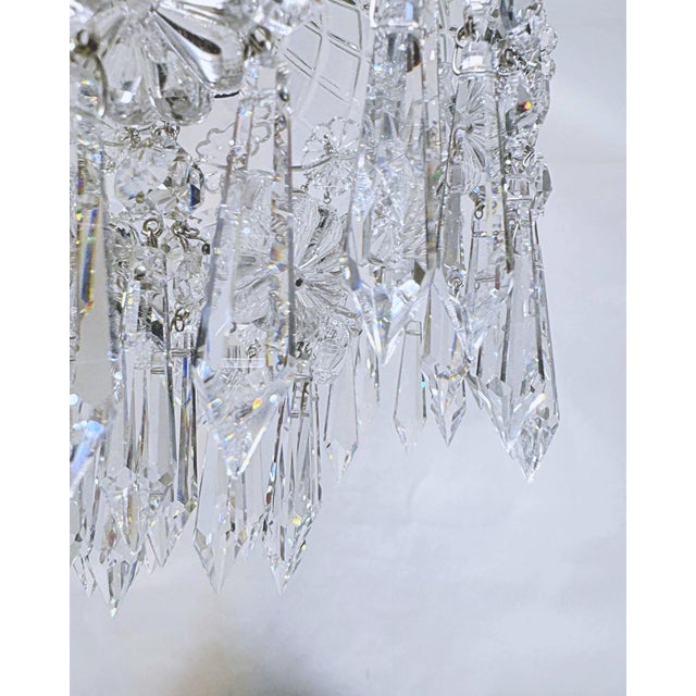 Vintage Hand Cut Glass Dish Basket Pendant For Sale - Image 9 of 10