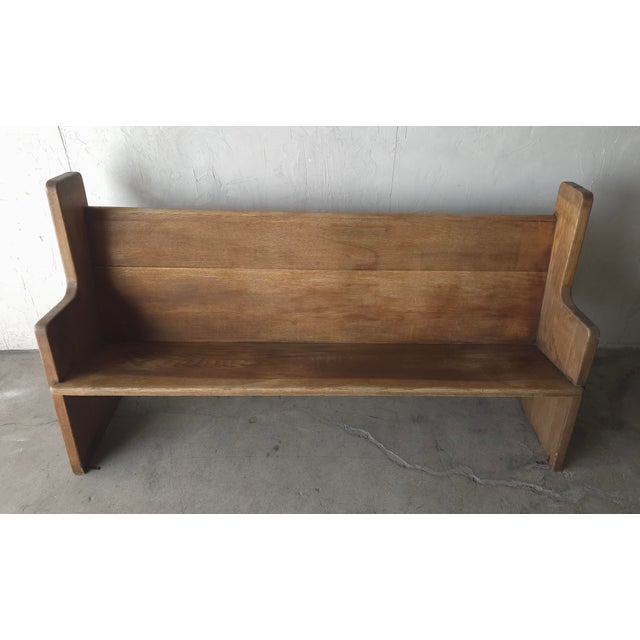 19th Century Antique Rustic European Wooden Pew Bench For Sale - Image 5 of 12