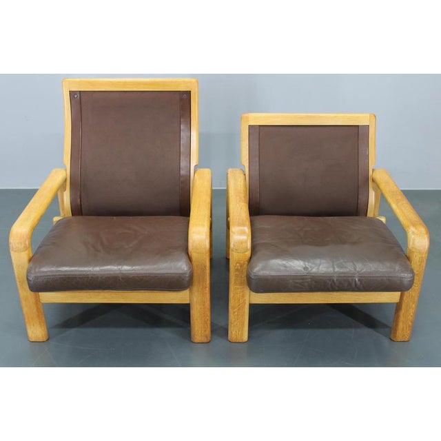Set of Danish Armchairs in Oak and Leather by L. Olsen & Søn, 1970s For Sale - Image 18 of 18