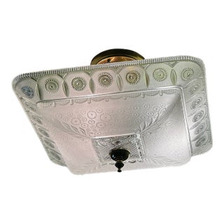 Vintage Sunflower Hanging Ceiling Fixture With Frosted Glass (3 Bulbs) For Sale