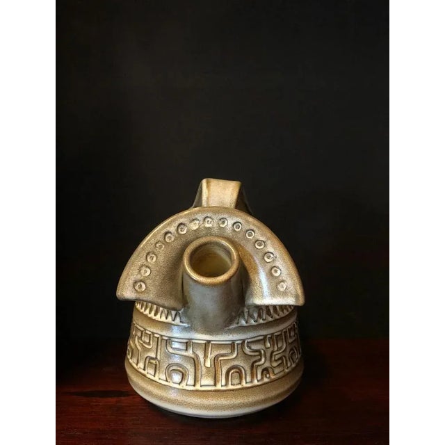 Zoomorphic Brutalist Ceramic Pitcher Resembling Rooster by Marius and Huguette Bessone for Vallauris For Sale - Image 4 of 10