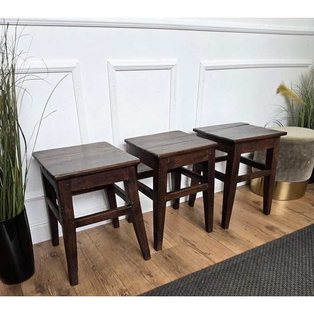 Rustic Italian Minimal Wood Side Table, 1950s For Sale - Image 3 of 10