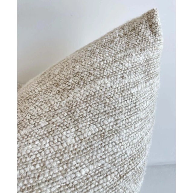 Traditional Custom Belgian Woven Linen Accent Pillows in Oatmeal With Insert For Sale - Image 3 of 8
