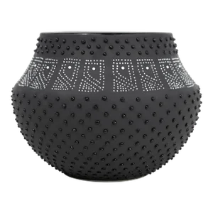 2016 West Elm Textured Matte & Glossy Black Planter