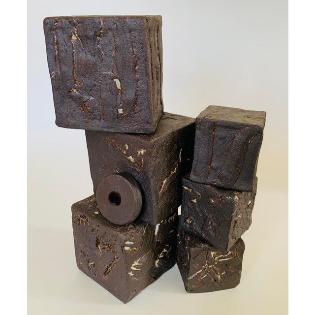 2020s "Cubism Extreme" Artisan Ceramic Black Cubes Set of 6 For Sale - Image 5 of 11