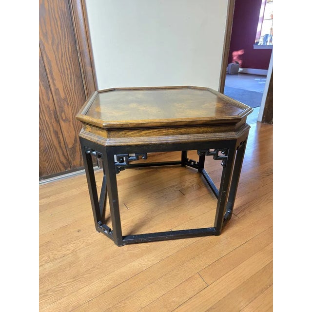 1960s Michael Taylor for Baker Far East Octagonal Burlwood Side Table For Sale - Image 11 of 17