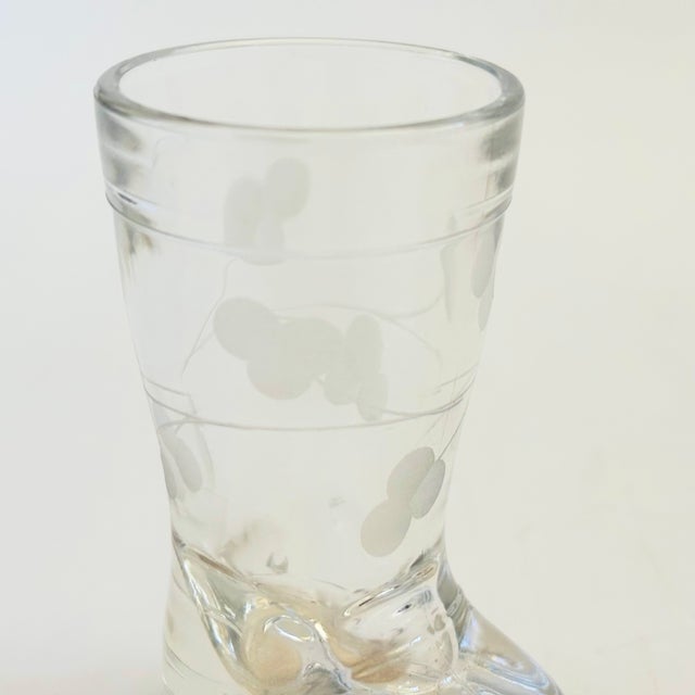Mid-Century Modern Vintage Etched Glass Boot Shot Glass For Sale - Image 3 of 7