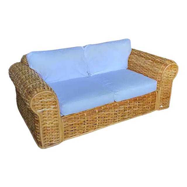 Ralph Lauren Woven Rattan and Bamboo Sofa For Sale