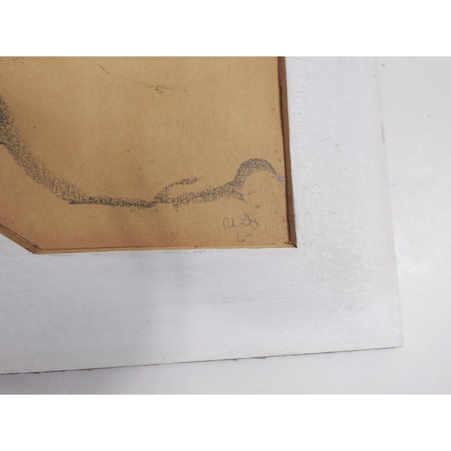 Contemporary Small Mid 20th Century Sleeping Cat Drawing For Sale - Image 3 of 4