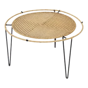 Smaller Scale Iron and Raffia Coffee Table
