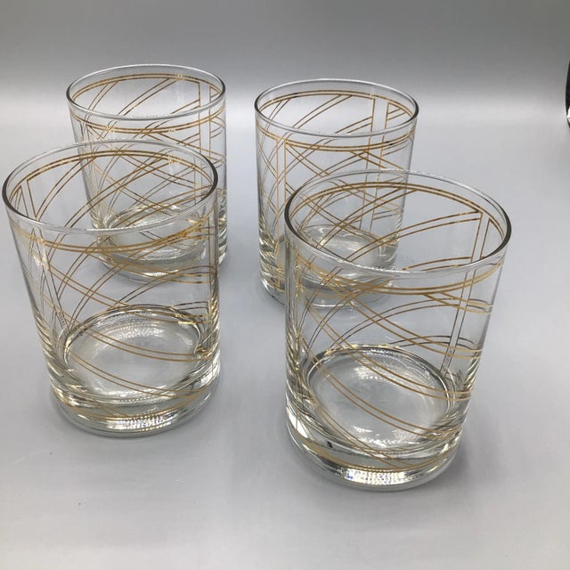Gold Spiral Striped Culver Lowball Glasses - Set of 4 For Sale - Image 13 of 13