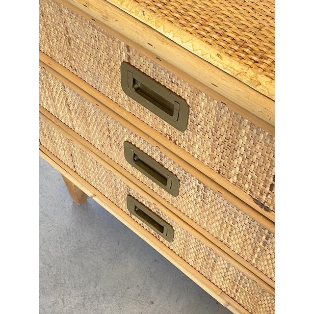 Gold Vintage Wicker Bedside Table, 1970s For Sale - Image 8 of 10