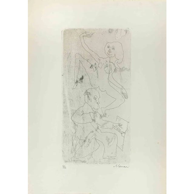 Figures is an Etching realized by Mino Maccari in the Mid-20th Century. Handisigned in the lower right part. Numbered....