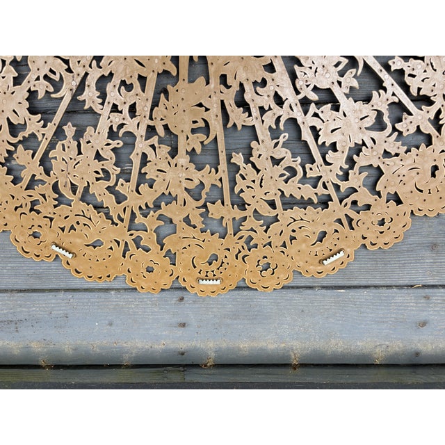 Gold 1960s Large Burwood Products Inc Chinese Peacock and Florals Wall Fan MCM Decor For Sale - Image 8 of 8