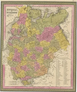 Antique Map of European Russia, 1846
