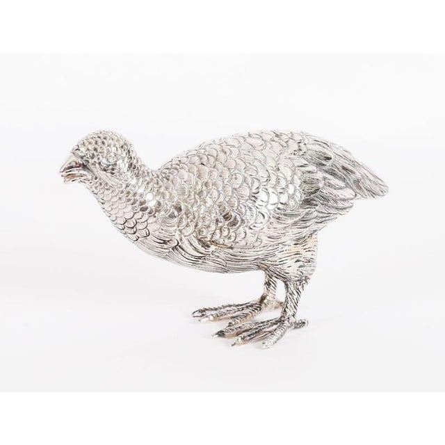 Antique Belgian Silver Grouse Game Birds, 19th Century, Set of 2 For Sale - Image 5 of 18