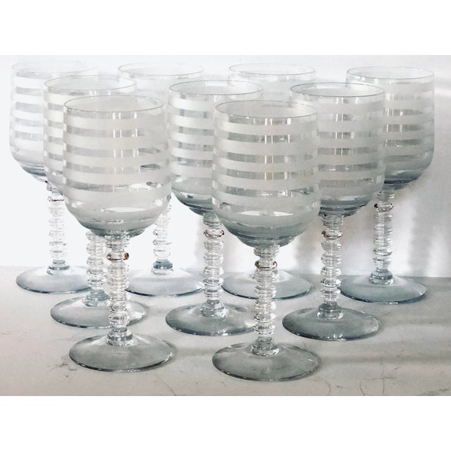 Mid-Century Modern Art Deco Wine Glasses, Set of 9 For Sale - Image 3 of 3