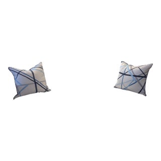 Kelly Wearstler Blue Zig-Zag Pillows For Sale
