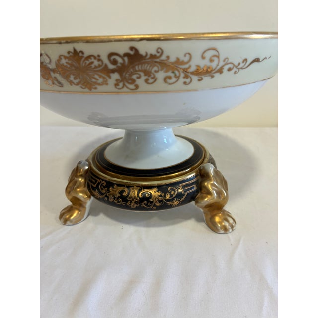 Antique Hand Painted Nippon Two-Piece Centerpiece Bowl With Footed Pedestal Base For Sale - Image 12 of 16