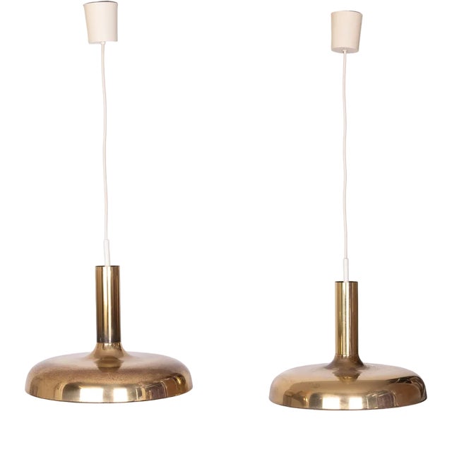 Brass Ceiling Lamps from Sölken Leuchten, Germany, 1970s, Set of 2 For Sale