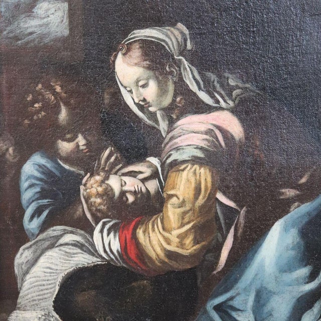 Madonna with Child and Angel, 17th Century, Oil Painting on Canvas, Framed For Sale - Image 8 of 18
