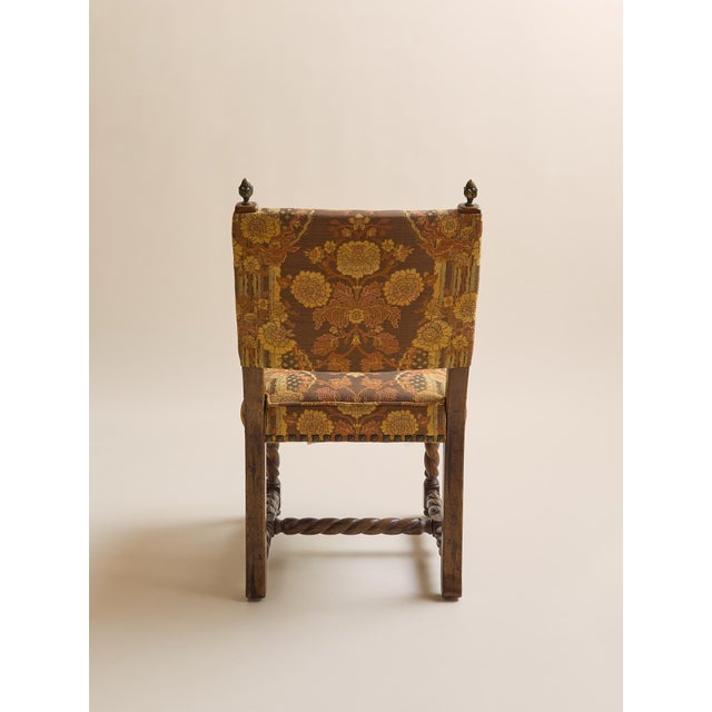 1970s The Vintage 1970s Baroque Revival Tapestry & Carved Wood Dining Chairs For Sale - Image 5 of 11