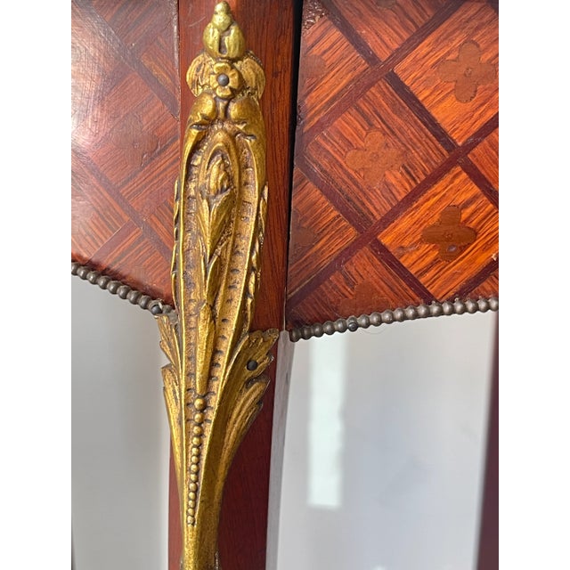 French Marquetry, Brass Gallery & Marble Top Gueridon Table, Early 20Th. C For Sale - Image 15 of 18