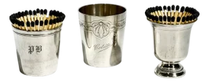 French Art Deco Set of 3 Small Silver Cups, Including Christofle