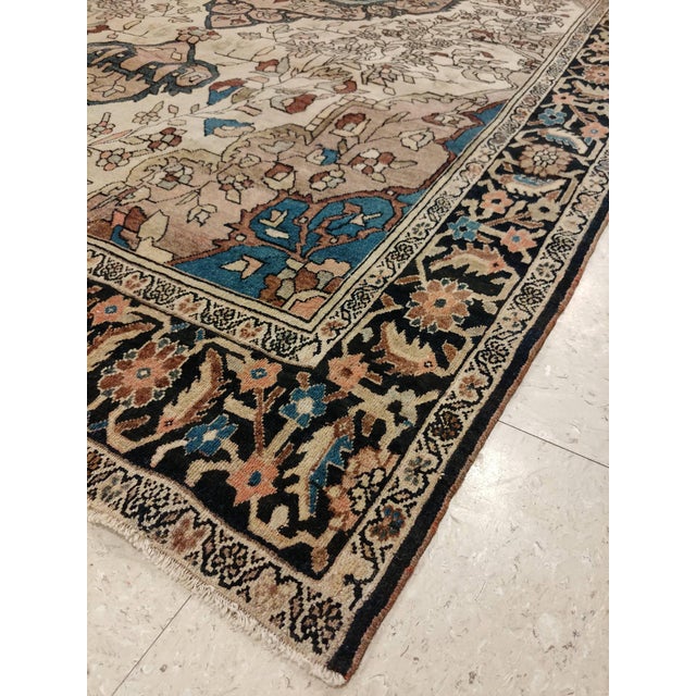 Antique Farahan Sarouk Rug, Handmade Oriental Rug, Ivory, Lt Blue Navy Very Fine For Sale - Image 15 of 18