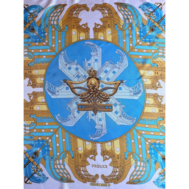 HERMÈS PROUES 1973 Silk Scarf designed by Ledoux Philippe For Sale - Image 10 of 12