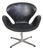 Vintage Swan Chair in Black Leather by Arne Jacobsen, 1964 For Sale