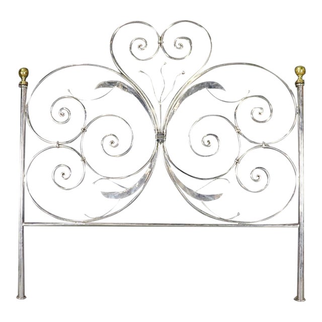 Louis XV Style Custom-Made Steel and Brass King Size Headboard Vesey Style For Sale