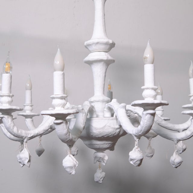 Handcrafted 10-Arm Chandelier in Coated Glass For Sale - Image 5 of 18