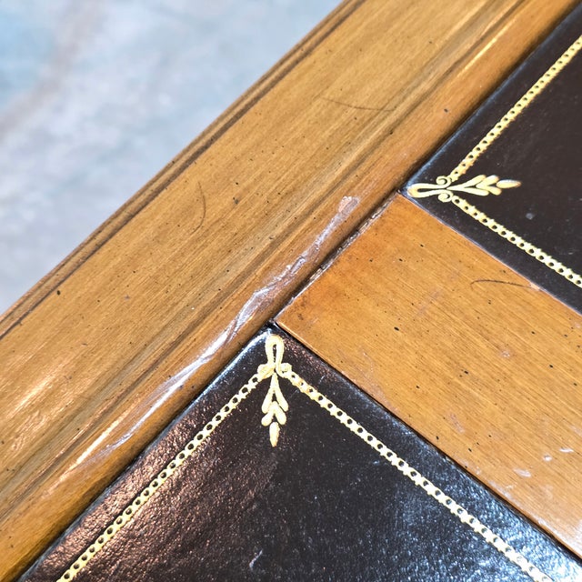 Vintage Brandt Regency Revival Neoclassical Writing Desk With Black Tooled Leather Inset Top For Sale - Image 14 of 16