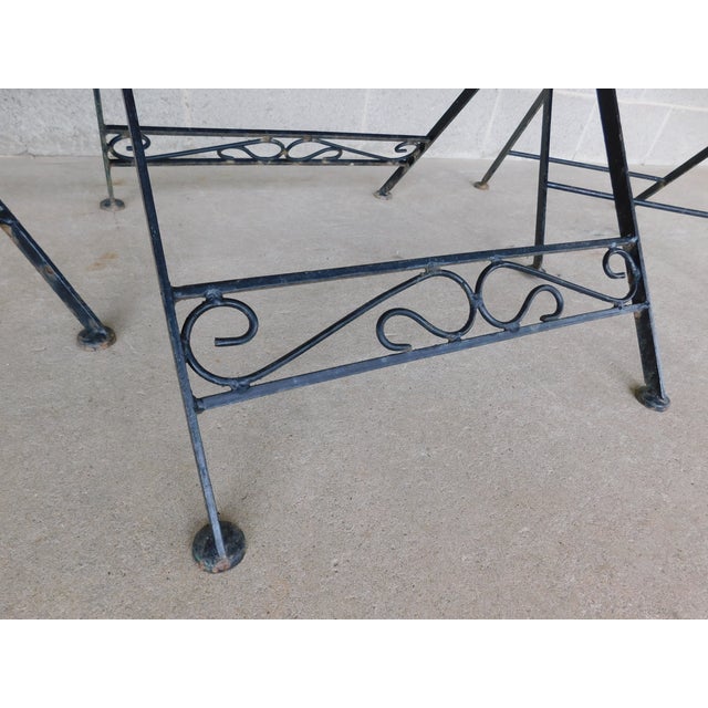 Vintage French Style Wrought Iron Outdoor Dining Bistro 3 Piece Set "A" For Sale - Image 11 of 14