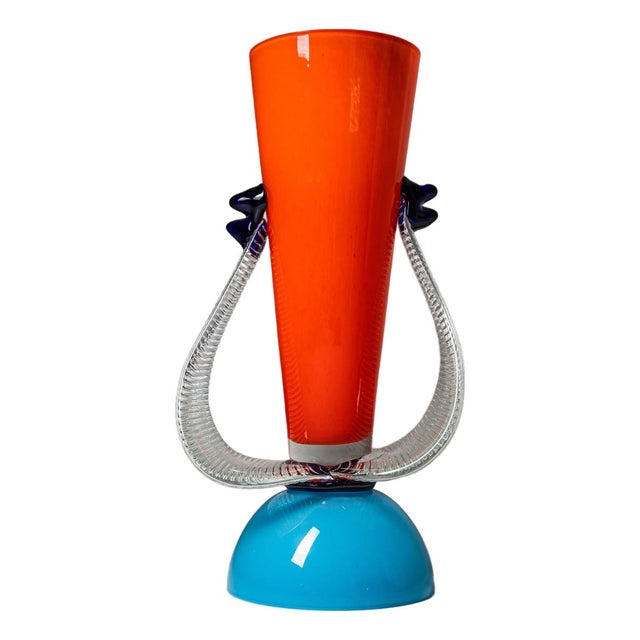 B.A.G. Series Red and Blue Vase from Barovier & Toso For Sale - Image 10 of 10