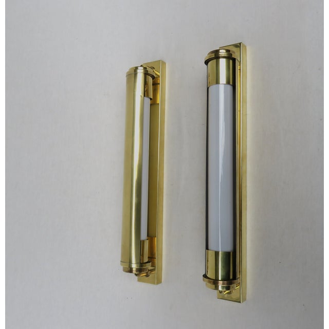Bauhaus Wall Lights in Polished Brass, 1920s, Set of 2 For Sale - Image 4 of 18