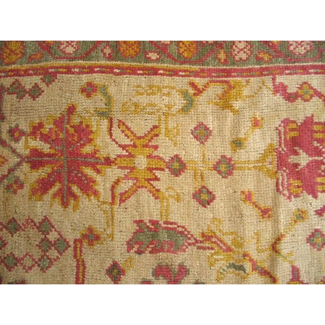 1900 - 1909 1900s Ivory Tribal Large Scale Antique Oushak Decorative Rug 6' 10"x 11' 6" Knotted Wool Carpet For Sale - Image 5 of 9