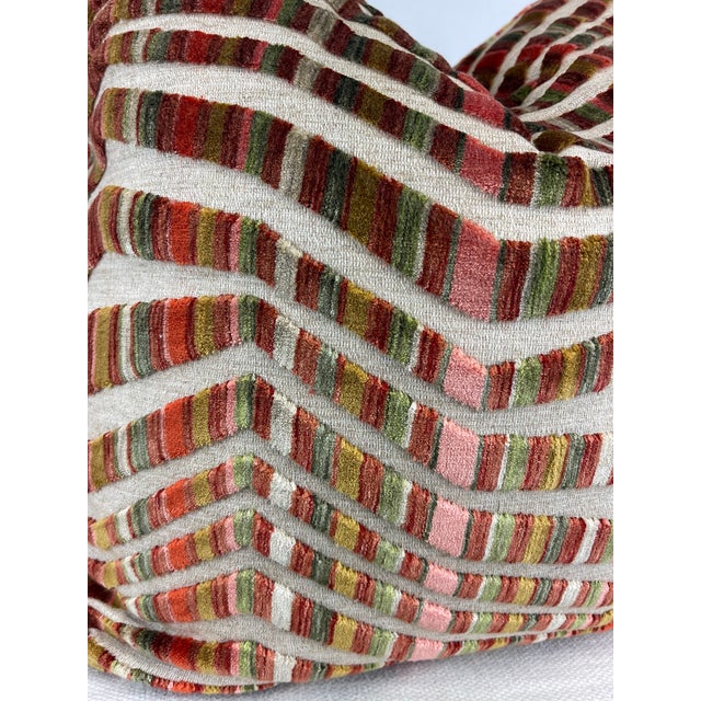 Transitional Opuzen "Tazza Velvet" in Mohave 22" Pillows-A Pair For Sale - Image 3 of 3