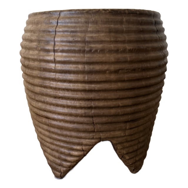 Carved Walnut Fluted Side Table – Sculptural Artisan Design For Sale